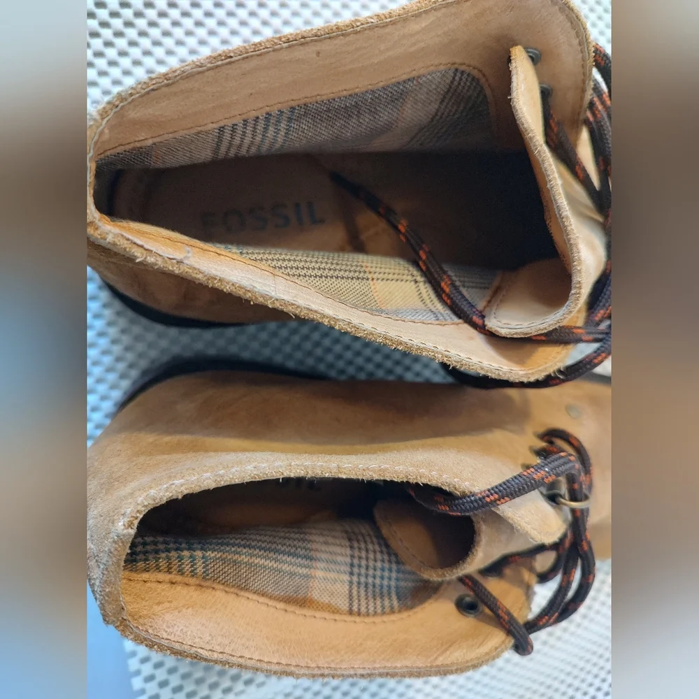 FOSSIL Men's Size 8 Tan Brown Suede Ankle Boots Shoes